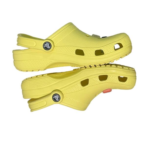 Crocs Unisex Classic Yellow Clogs with 6 Fun Jibbitz/Charms - Size US M 5/W 7 - Picture 6 of 12